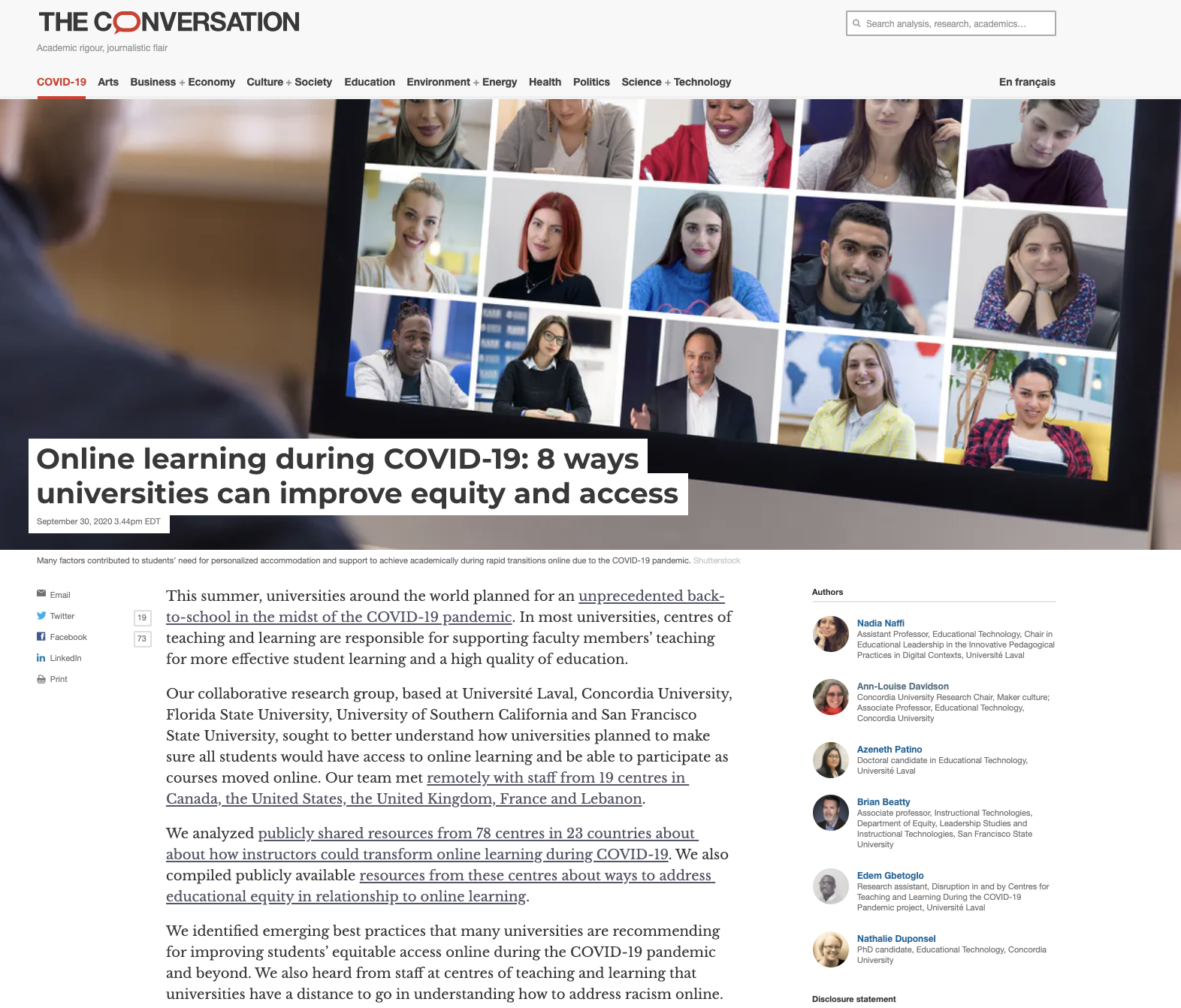 literature review of online learning during covid 19