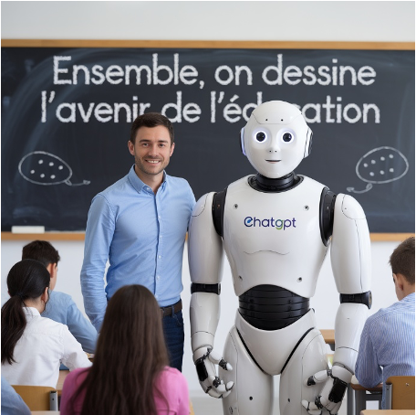 Classe et enseignant assisté par un robot